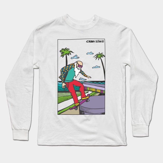 Grandpa go skateboarding Long Sleeve T-Shirt by CRAZY SILVER